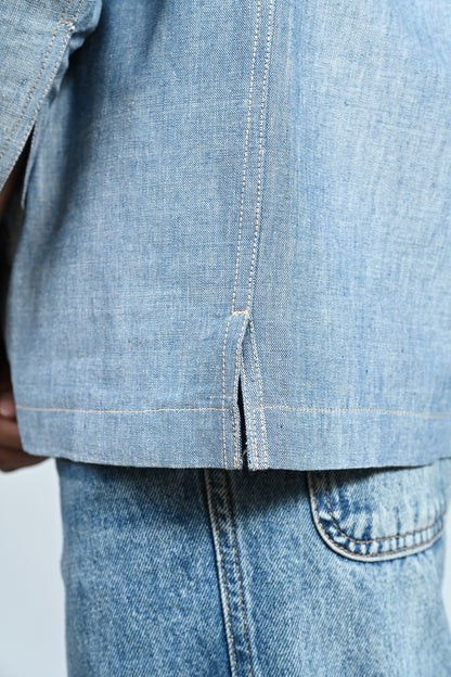 Classic Handwoven Overshirt - Denim Blue