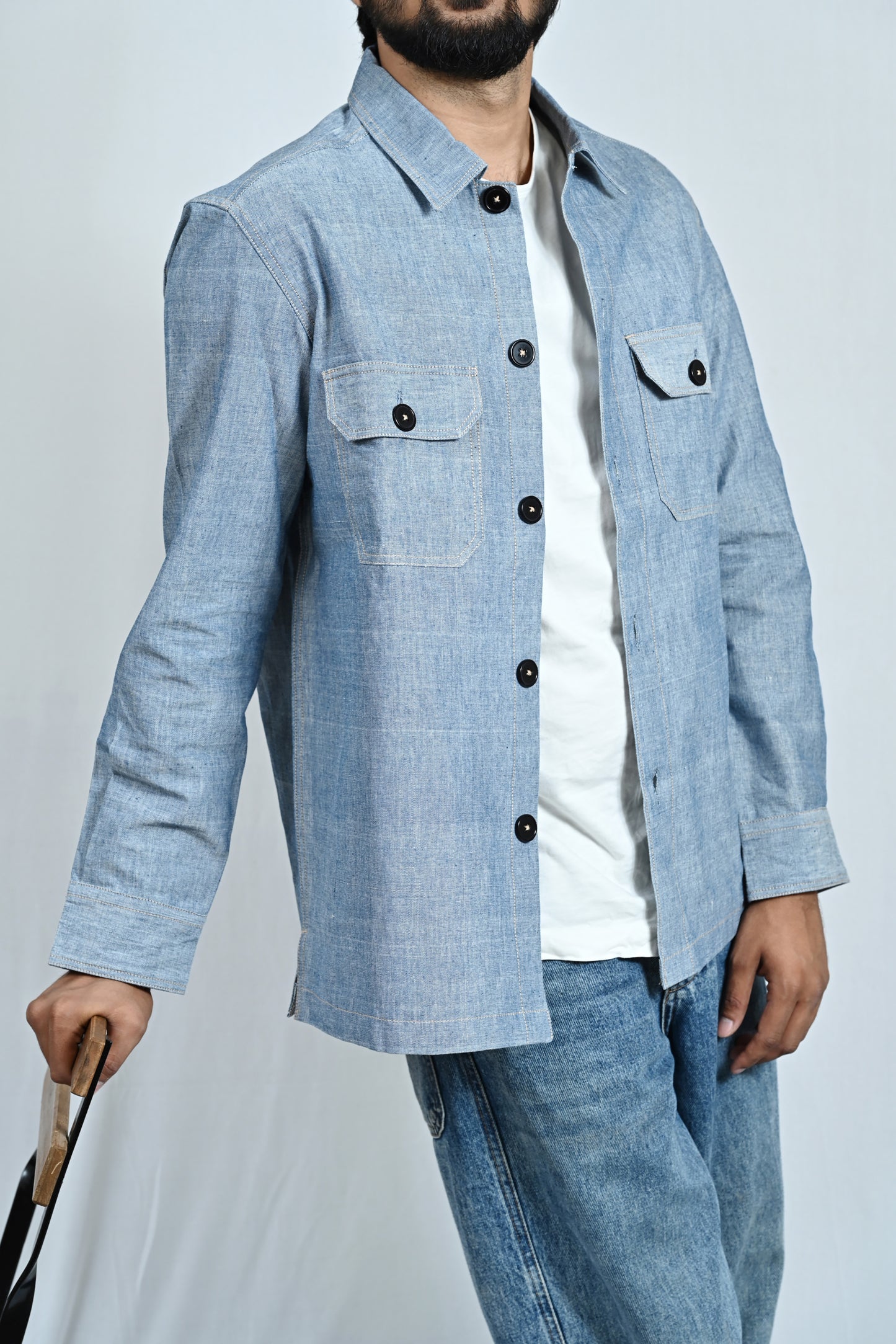 Classic Handwoven Overshirt - Denim Blue