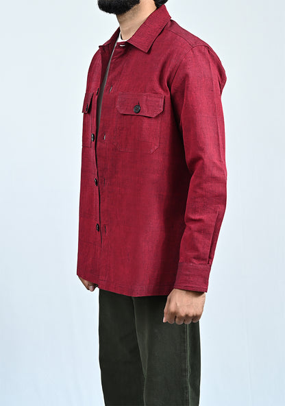 Classic Handwoven Overshirt - Maroon