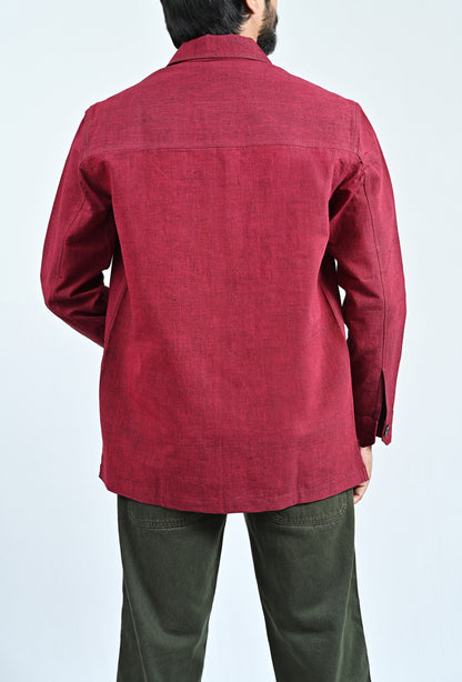 Classic Handwoven Overshirt - Maroon