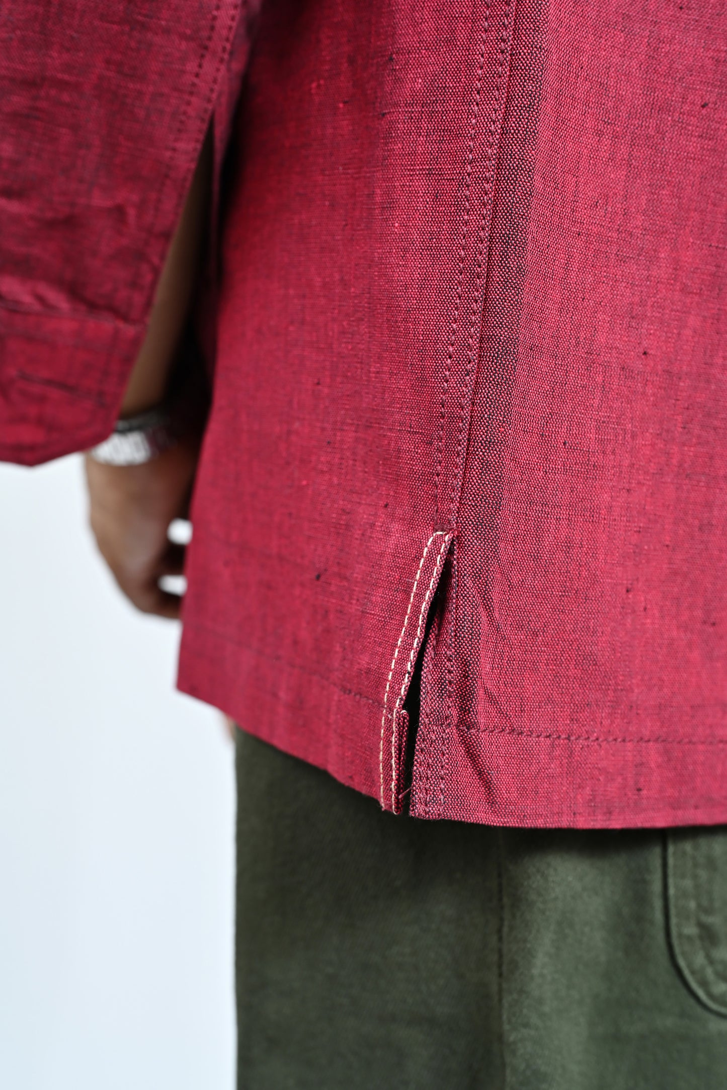 Classic Handwoven Overshirt - Maroon