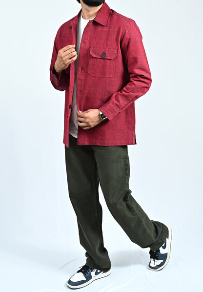 Classic Handwoven Overshirt - Maroon