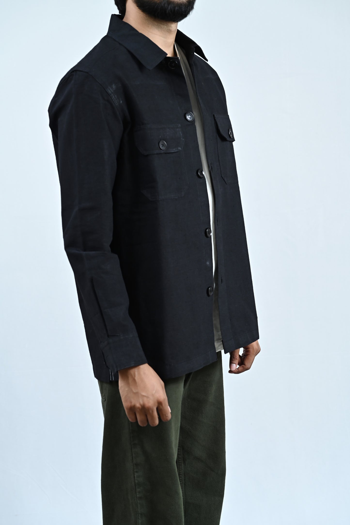 Classic Handwoven Overshirt - Black