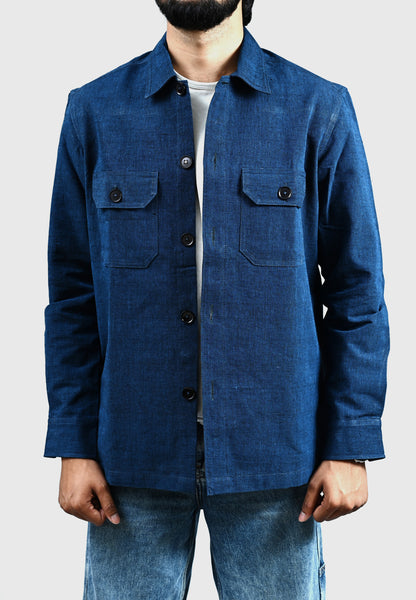 Classic Handwoven Overshirt - Navy Blue