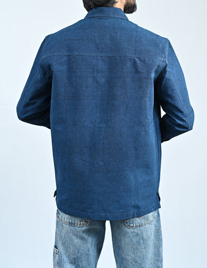 Classic Handwoven Overshirt - Navy Blue