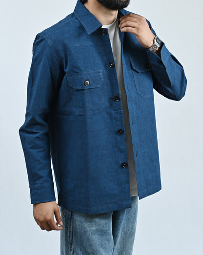 Classic Handwoven Overshirt - Navy Blue