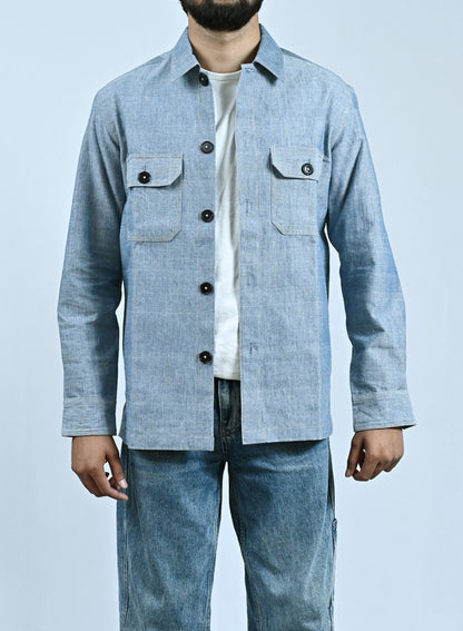 Classic Handwoven Overshirt - Denim Blue