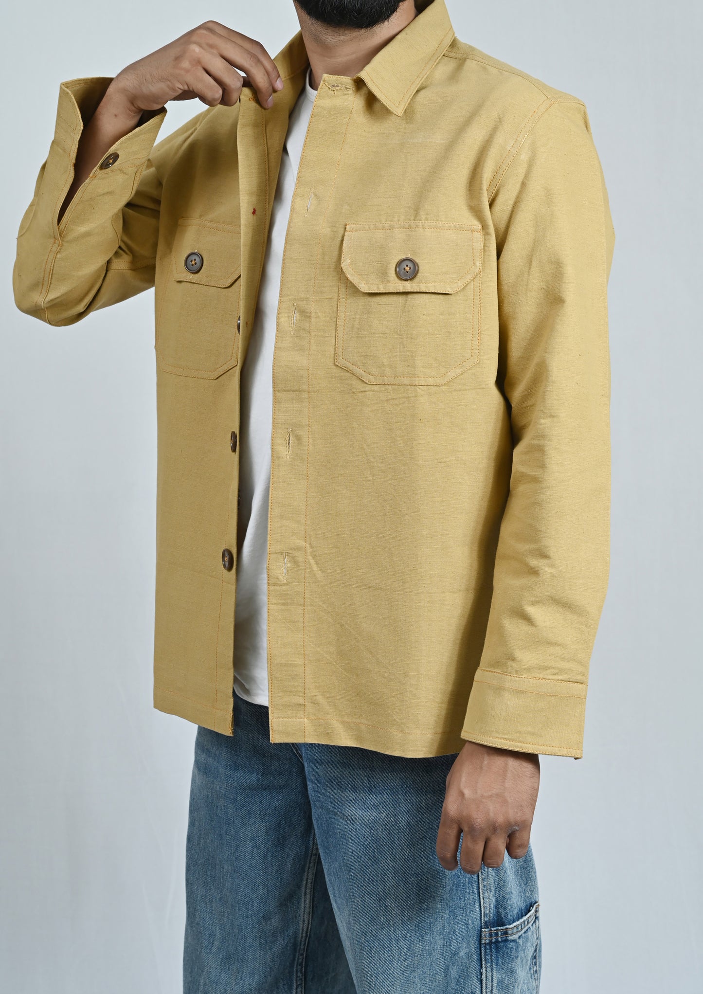 Classic Handwoven Overshirt - Mustard Yellow